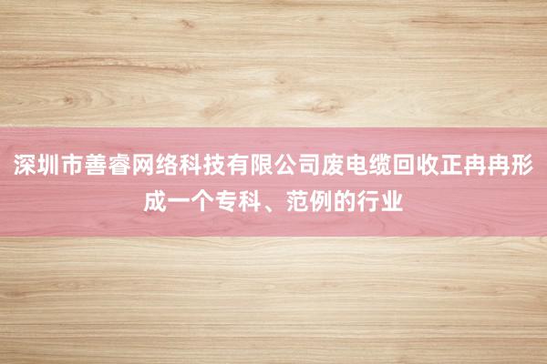 深圳市善睿网络科技有限公司废电缆回收正冉冉形成一个专科、范例的行业
